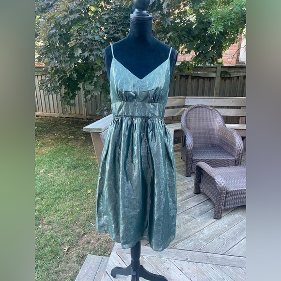 SEE BY CHLOE Green Glitter Sheen Party Dress Silk Women’s size 6 - Picture 4 of 9